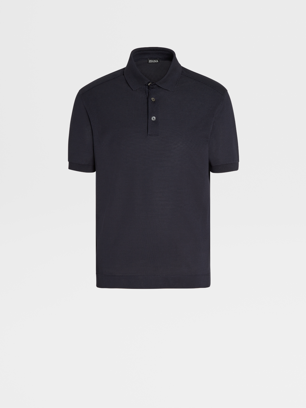 Polo de Manga Corta en Algodón y Seda Color Azul Marino